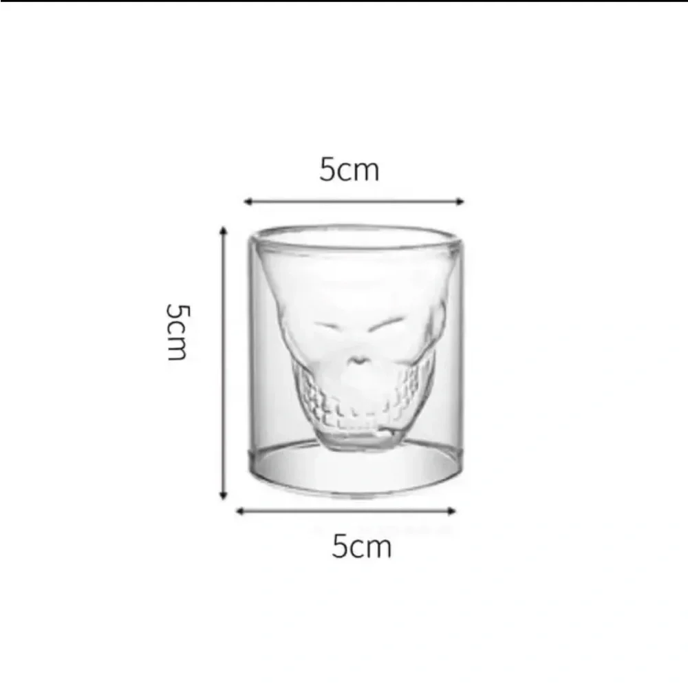 Double-layered Transparent Skull Head Crystal Glass Cup for Home Bar Club Shot